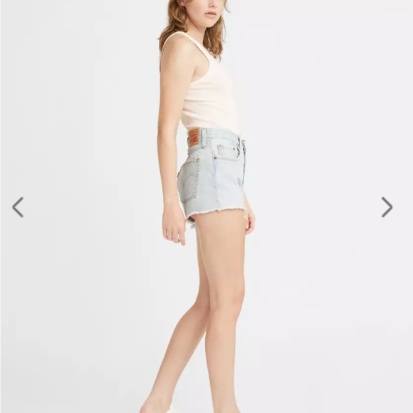 Women's Light Blue Denim Shorts 501® LEVI'S® ORIGINAL SHORTS - Picture 3 of 9
